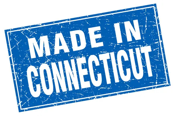 Grunge cuadrado azul de Connecticut hecho en sello — Vector de stock