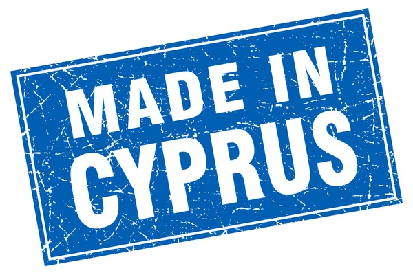 Cyprus blauwe vierkante grunge gemaakt in stempel — Stockvector
