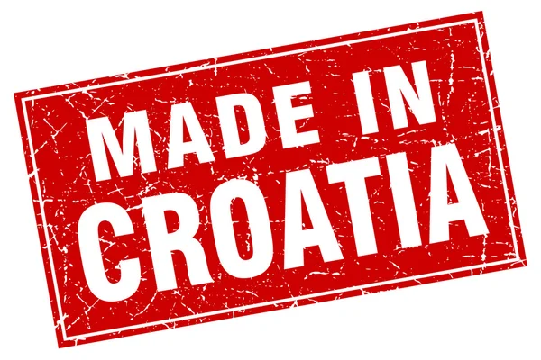 Croacia grunge cuadrado rojo hecho en sello — Archivo Imágenes Vectoriales