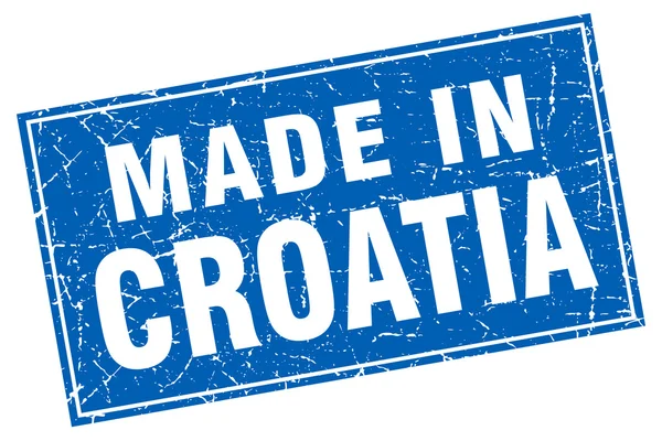 Croacia grunge cuadrado azul hecho en sello — Archivo Imágenes Vectoriales