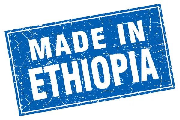 埃塞俄比亚蓝色方形 grunge 在邮票 — 图库矢量图片