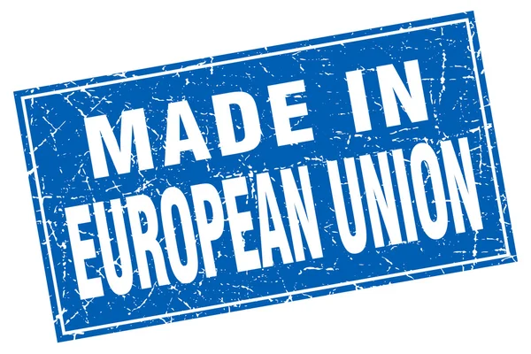 スタンプで行われた欧州連合の青い正方形グランジ — ストックベクタ