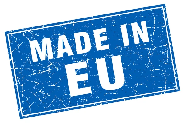 EU blauwe vierkante grunge gemaakt in stempel — Stockvector