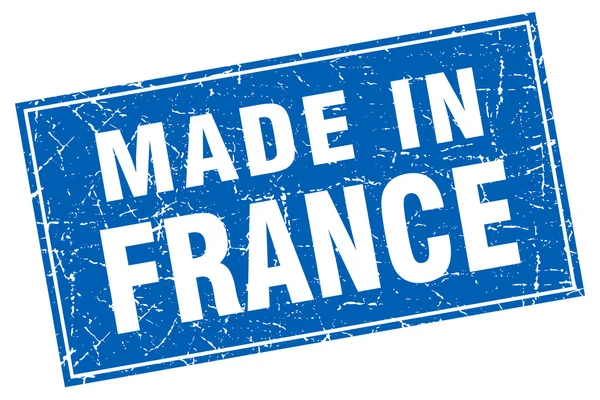 Francia grunge cuadrado azul hecho en sello — Vector de stock