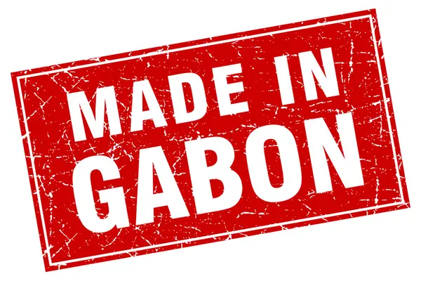 Gabon Grunge carré rouge fabriqué en timbre — Image vectorielle