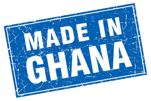 Ghana blauwe vierkante grunge gemaakt in stempel — Stockvector