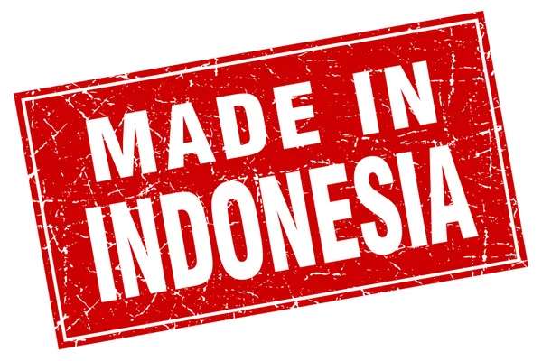 Indonesië Rode plein grunge gemaakt in stempel — Stockvector