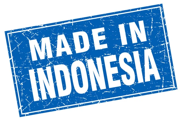 Indonesia grunge quadrato blu fatto in francobollo — Vettoriale Stock