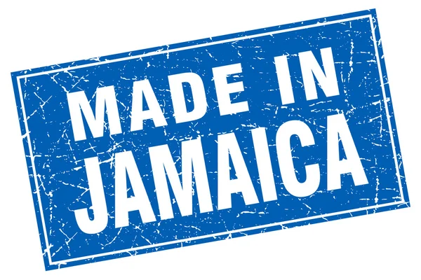 Jamaica blauwe vierkante grunge gemaakt in stempel — Stockvector