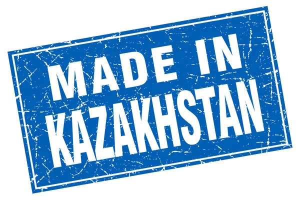 Kazachstan blauwe vierkante grunge gemaakt in stempel — Stockvector