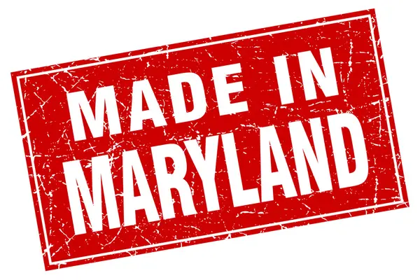 Maryland grunge cuadrado rojo hecho en sello — Archivo Imágenes Vectoriales