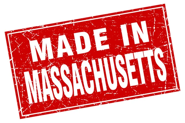 Massachusetts grunge quadrato rosso fatto in francobollo — Vettoriale Stock