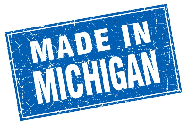 Grunge carré bleu Michigan fabriqué en timbre — Image vectorielle