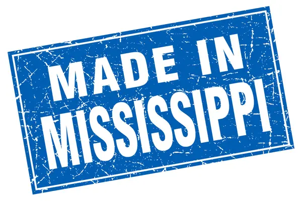 Mississippi albastru grunge pătrat făcut în ștampilă — Vector de stoc