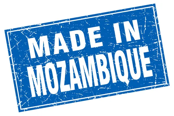 Mosambik blaue Quadrat Grunge made in Briefmarke — Stockvektor