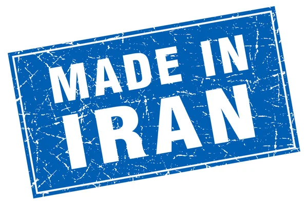 Iran blauwe vierkante grunge gemaakt in stempel — Stockvector