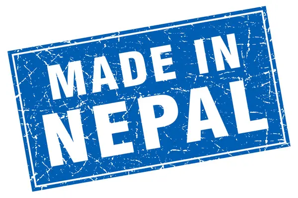 尼泊尔蓝色方形 grunge 在邮票 — 图库矢量图片