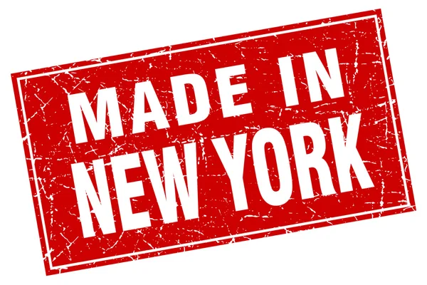 Grunge carré rouge New York fabriqué en timbre — Image vectorielle