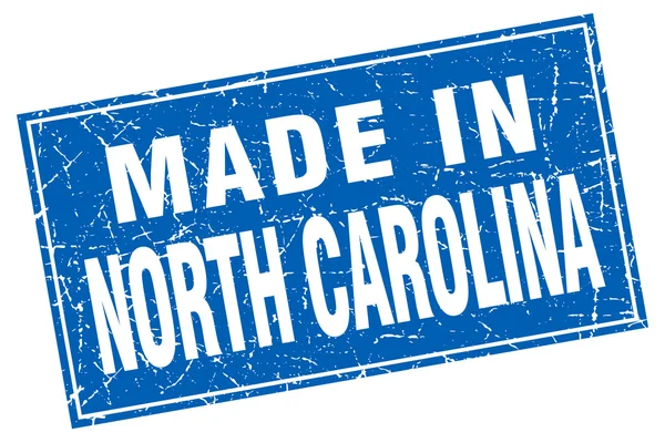 North Carolina blauwe vierkante grunge gemaakt in stempel — Stockvector