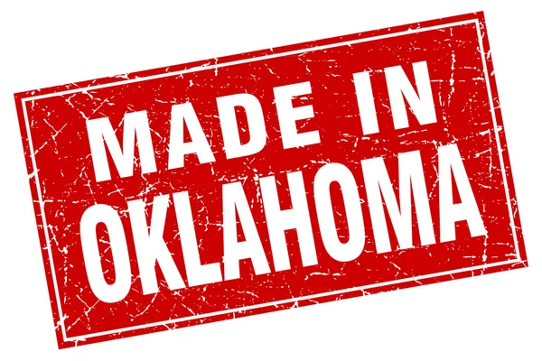 Oklahoma red square grunge aus Briefmarke — Stockvektor