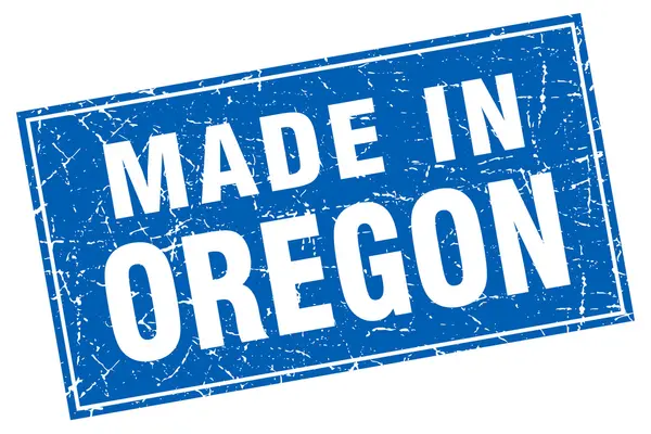 Oregon kék négyzet grunge készült bélyegző — Stock Vector
