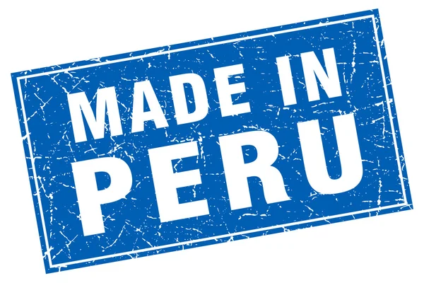 Peru blauwe vierkante grunge gemaakt in stempel — Stockvector