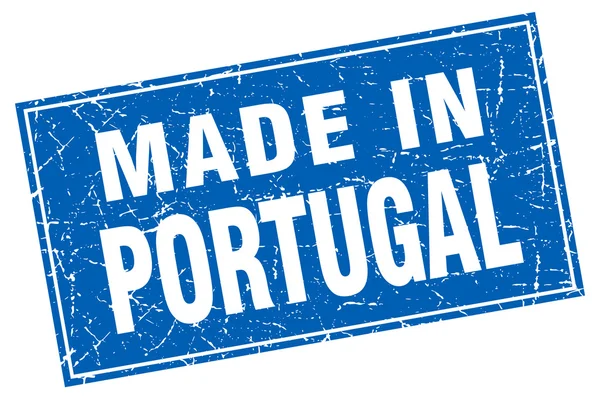 Portugal blauwe vierkante grunge gemaakt in stempel — Stockvector