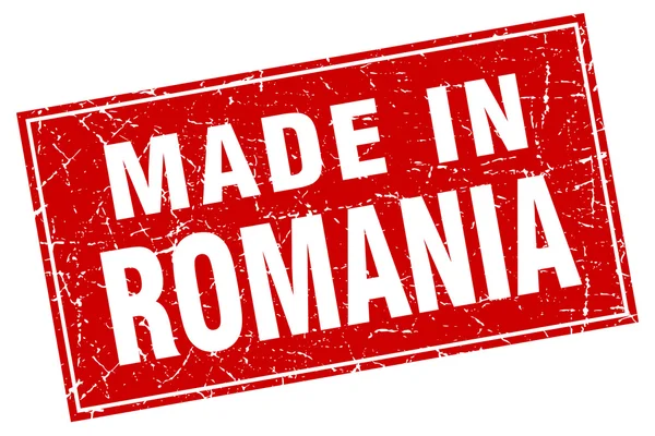 Roemenië Rode plein grunge gemaakt in stempel — Stockvector