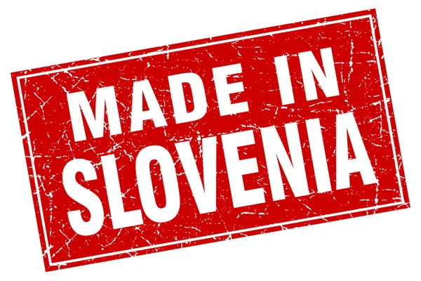 Slovenia red square grunge made in stamp — Stock Vector