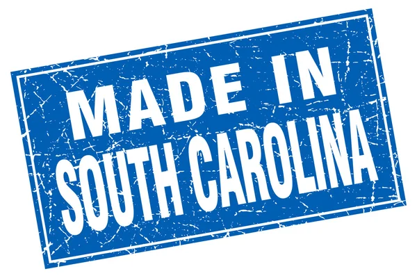 South Carolina blauwe vierkante grunge gemaakt in stempel — Stockvector