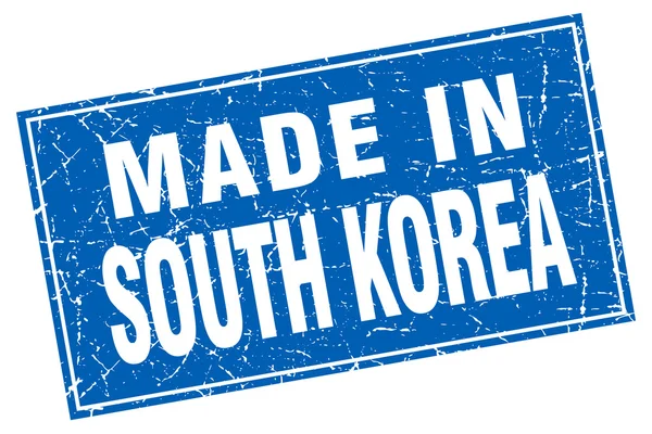 Coreia do Sul grunge quadrado azul feito em selo —  Vetores de Stock