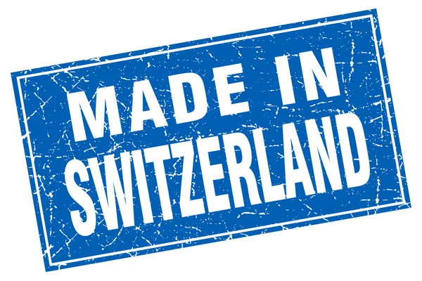 瑞士蓝色方形 grunge 在邮票 — 图库矢量图片