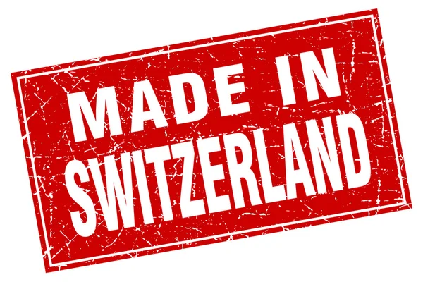 Suíça grunge quadrado vermelho feito em selo — Vetor de Stock