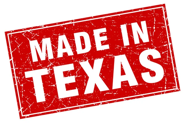 Grunge carré Texas rouge fabriqué en timbre — Image vectorielle