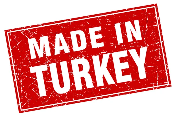 Turkey rode vierkante grunge gemaakt in stempel — Stockvector