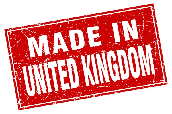 Reino Unido grunge quadrado vermelho feito em selo — Vetor de Stock