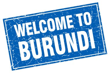 Burundi mavi kare grunge damga hoş geldiniz