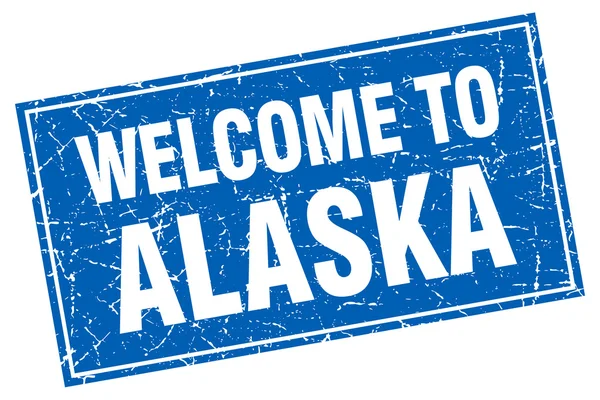 Alaska blu grunge quadrato benvenuto a timbrare — Vettoriale Stock