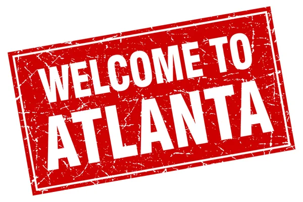 Atlanta grunge quadrato rosso benvenuto a timbrare — Vettoriale Stock