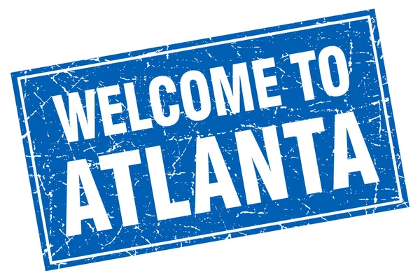 Atlanta blue square grunge welcome to stamp — Stock Vector