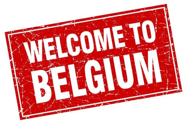 Belgie Rudé náměstí grunge Vítejte na razítka — Stockový vektor