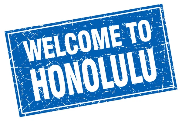 Honolulu modrý čtvereček grunge Vítejte na razítka — Stockový vektor