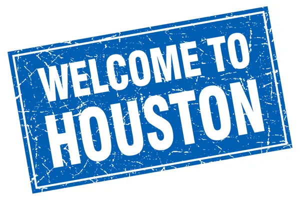Houston blu piazza grunge benvenuto a timbrare — Vettoriale Stock