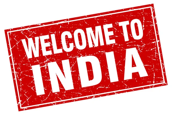 Indien Röda torget grunge Välkommen till stämpel — Stock vektor