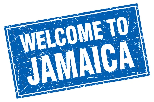 Jamaica blue square grunge welcome to stamp — Stock Vector