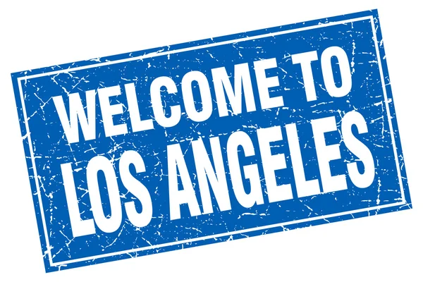 Los Angeles blue square grunge benvenuto a timbrare — Vettoriale Stock