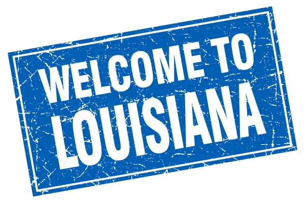 Louisiana blå fyrkantiga grunge Välkommen till stämpel — Stock vektor