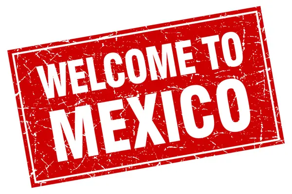 メキシコの赤の広場グランジ スタンプへようこそ — ストックベクタ