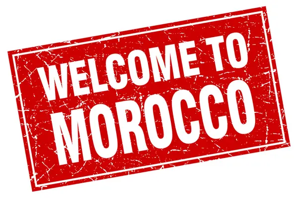 Marokkó piros négyzet grunge Üdvözöljük bélyegző — Stock Vector
