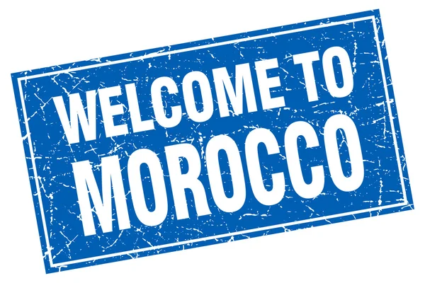Morocco blue square grunge welcome to stamp — Stock Vector